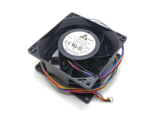 48V 8cm cooling fan suitable for 8038 PFB0848UHE, 48V 0.65A dual-ball 4-wire PWM high-airflow 8cm cooling fan.