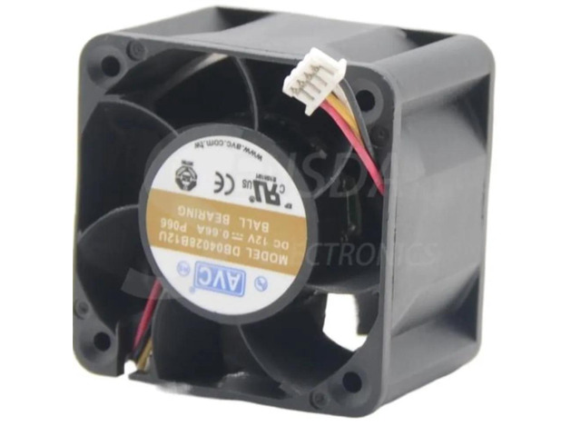 DC 12V 0.66A server cooling fan for DB04028B12U P066, square fan, dimensions 40x40x28mm, diameter 40mm, 4-wire.