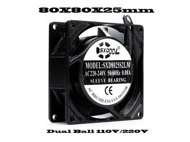 AC (220V) (SXD8025) Industrial Cabinet Cooling Fan with Dual Ball Bearings and Two Wires