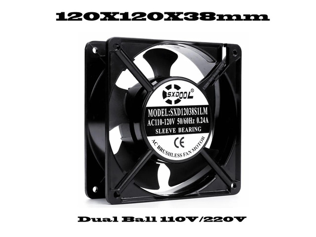 AC (220V) (SXD12038) Industrial Cabinet Cooling Fan with Dual Ball Bearings and Two Wires