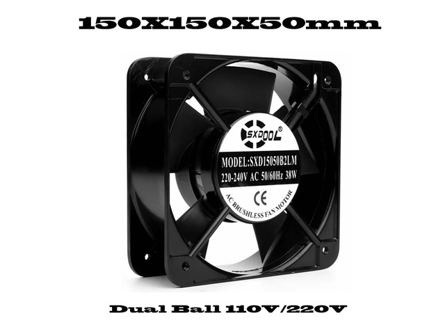 AC (110V) (SXD15050) Industrial Cabinet Cooling Fan with Dual Ball Bearings and Two Wires