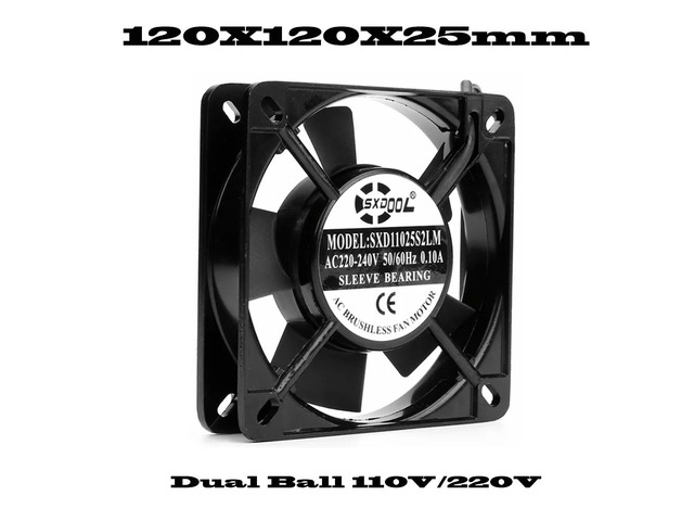 AC (110V) (SXD12025) Industrial Cabinet Cooling Fan with Dual Ball Bearings and Two Wires