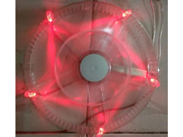 22030 22CM 12V Large Size Round Computer Fan with LED Speed Control Switch, Forward/Reverse Rotation, 13 Blades, Silent Cooling (Red)