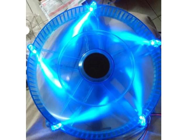 22030 22CM 12V Large Size Round Computer Fan with LED Speed Control Switch, 13 Blades, Silent Cooling (Blue)