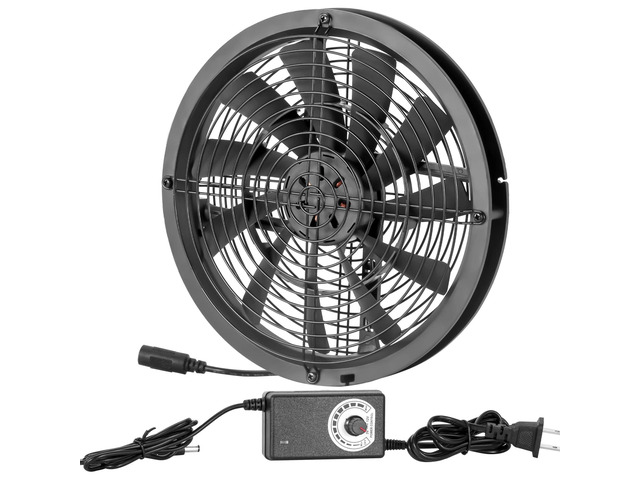 250mm x 25cm DC cooling fan, 12V, 250x30mm, with AC 110V, 115V, 220V, and 230V power cord, speed controller, suitable for plant growing tents,...
