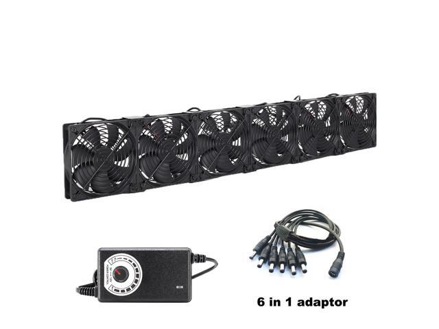 12cm/120mm High-Speed High-Airflow 110V/220V BTC/LTC Mining Workstation Rack Graphics Card Rack Cooler Fan (UK) (6 fans with controller)