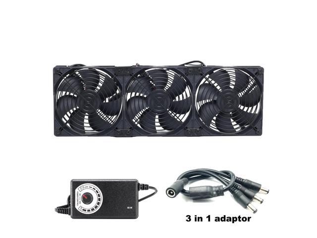 12cm/120mm High-Speed High-Airflow 110V/220V BTC/LTC Mining Workstation Rack Graphics Card Rack Cooler Fan (UK) (3 Fans with Controller)