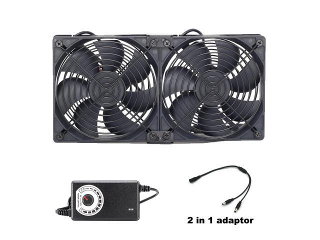 12cm/120mm High-speed, high-volume 110V/220V BTC/LTC mining rig workstation rack graphics card bracket heatsink fan (EU) (2 fans with controller)