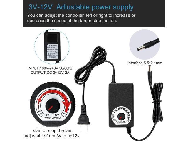 12cm/120mm High-Speed High-Airflow 110V/220V BTC/LTC Mining Workstation Rack Graphics Card Rack Cooler Fan (UK) (Speed Controller)