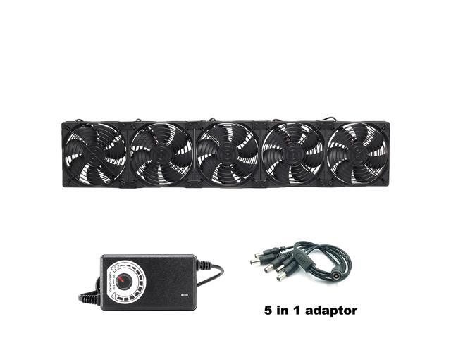 12cm/120mm High-speed, high-volume 110V/220V BTC/LTC mining rig workstation rack graphics card bracket cooler fan (EU) (5 fans with controller)