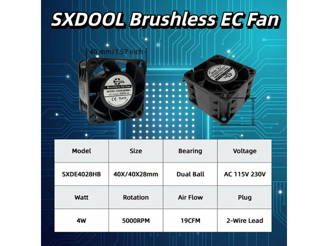 High-efficiency EC cooling fan Brushless motor High speed 4028 115V 230V universal voltage Long-life dual ball bearing