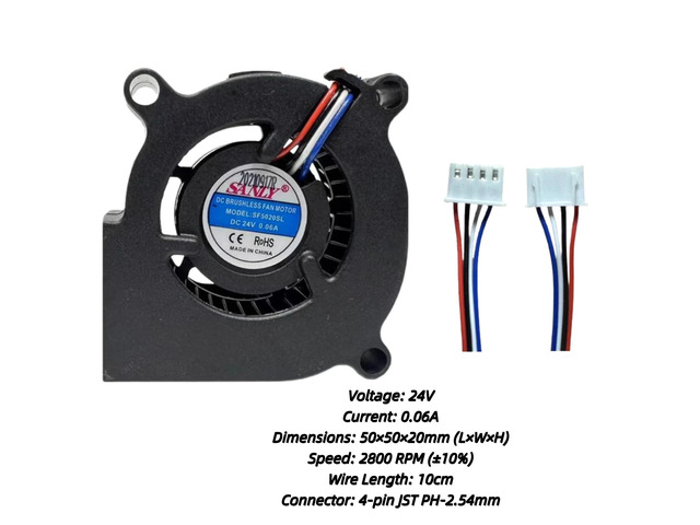 Suitable for SF5020SM, SF5020SL, and F5020 models: 50mm centrifugal 24V 0.06A fan Ultra-quiet turbine fan, suitable for air purifiers,...
