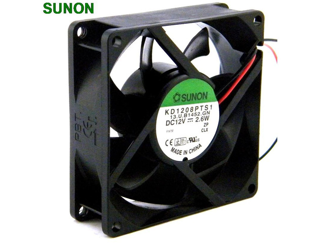 Suitable for 12V 2.6W KD1208PTS1 dual-wire cooling fan, 8cm, 8025 (80x80x25mm), 37CFM.