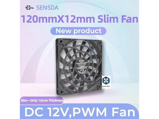 3-pin ultra-thin 120mm PWM cooling fan, 12V 0.20A, 1400 RPM, quiet and low-noise 12cm computer case cooler.