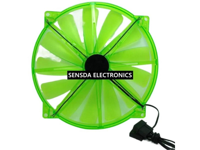 20cm/200mm Chassis Cooling Fan with LED 20020, 20cm Chassis Fan with LED Red and Green Colors, Silent Computer Fan, 200x20mm Molex 4D