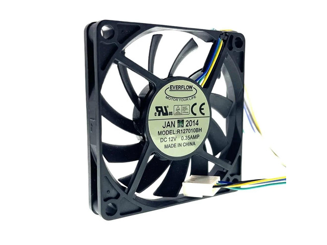 R127010BH 70mm 7cm 10mm Ultra-thin Dual Ball Bearing Cooling Fan (70X70X10mm, 0.35A, 4200RPM, 25CFM, 40dBA, 4P, 4-pin PWM)