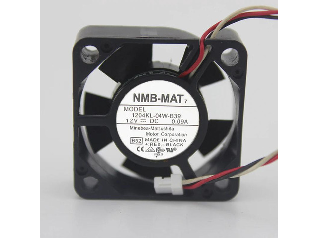 A 30mm 3cm cooling fan for the 1204KL-04W-B39, DC 12V 0.09A, dimensions 30x30x10mm, for silent cooling.