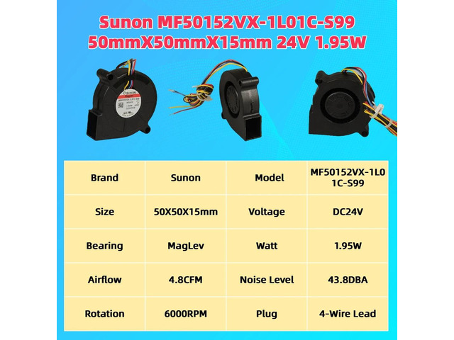 MF50152VX-1L01C-S99 Axial Fan Blower, suitable for 3D printer accessories.
