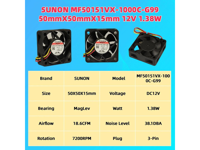 MF50151VX-1000C-G99 Axial Fan Blower, suitable for 3D printer accessories.