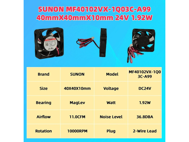 MF40102VX-1Q03C-A99 Axial Fan Blower, suitable for 3D printer accessories.