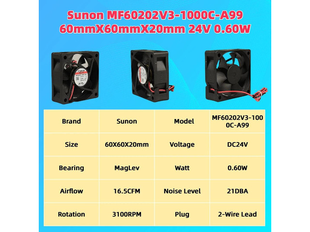 MF60202V3-1000C-A99 Axial Flow Fan Blower, suitable for 3D printer accessories.