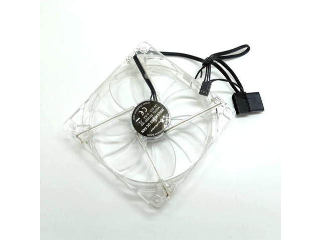 Blue LED illuminated fan, 0.25A, 12cm, ultra-quiet, transparent, three-line plastic chassis cooling fan.