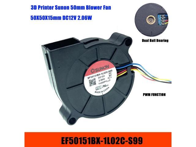 3D printer blower 50mm 5015 12V PWM 4-wire EF50151BX-1L02C-S99 DC 12V 2.06W 50X50X15mm double ball bearing