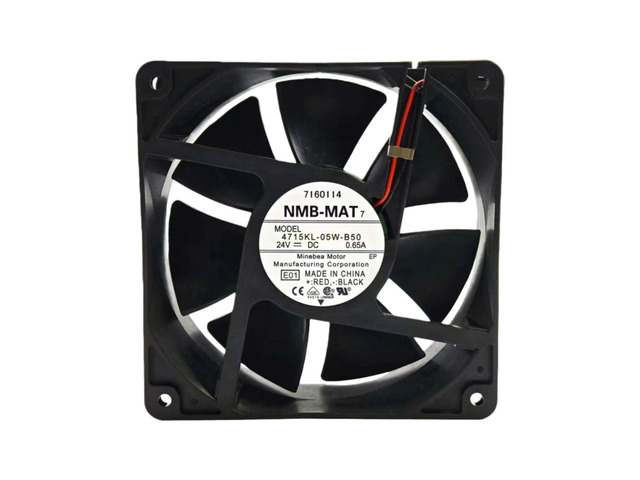 A 120x120x38mm 24V 0.65A cooling fan, 130CFM 3600RPM, suitable for inverters and server rack fans, compatible with the 4715KL-05W-B50 inverter.