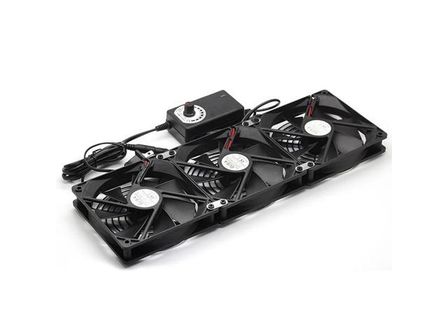 120mm x 25mm DIY Cooling Fan with Stepless Speed Control - Suitable for GPU racks, mining rigs, and servers (US plug) (2-in-1) Dual Ball Bearing
