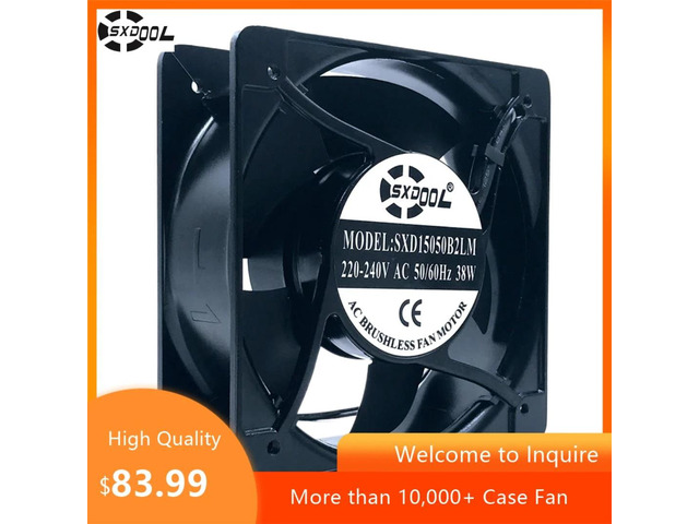 IP67 waterproof 150mm AC 220V-240V cooling fan, SXD15050B2LM, metal frame axial fan, 150x150x50mm, for chassis cooling.