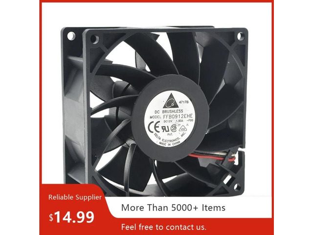 92mm x 38mm high-speed fan for FFB0912EHE 9038, 12V 1.5A, dual ball bearing, suitable for PC/server.