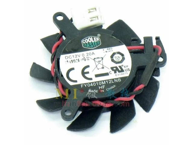 37mm graphics card fan for Cooler Master FY04010M12LNB, 31mm 12V 0.20A 2-wire 2-pin.
