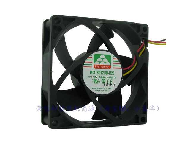MGT8012UB-R25 8025 DC12V 0.66A 7.92W 80*80*25mm Three-wire cooling fan 4800RPM blower