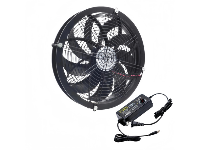 Circular 30cm x 4cm 12-inch 115V 230V Industrial Fan Speed Controller 730CFM High Airflow Metal Frame Greenhouse Server (EU Plug)