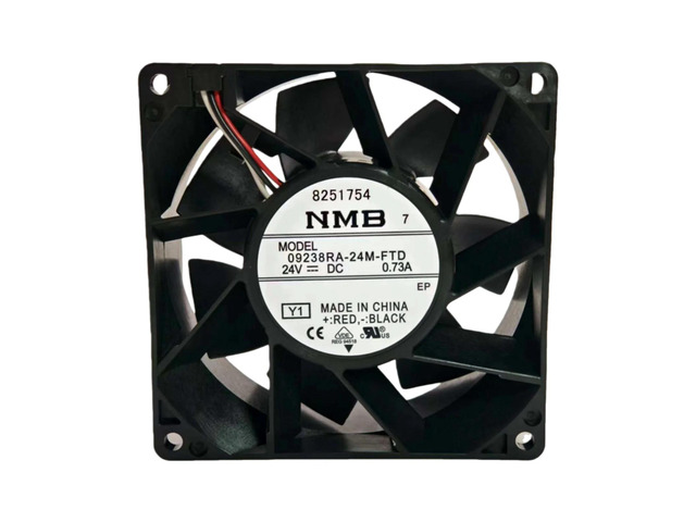 92x92x38mm DC24V cooling fan for 09238RA-24M-FTD, 0.73A, 5700RPM, 118CFM, three-wire with speed signal, suitable for rack-mount servers.