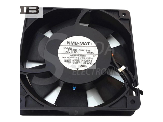 120mm fan 4710SL-05W-B56 24V axial cooling fan, 0.64A, aluminum frame, high-temperature industrial fan.
