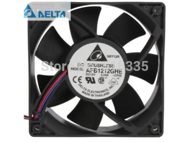 Suitable for AFB1212GHE-CF00 120x120x38mm cooling fan, airflow 240.96 CFM, speed 5200 RPM, noise 62 dBA, 3-pin TAC connector.