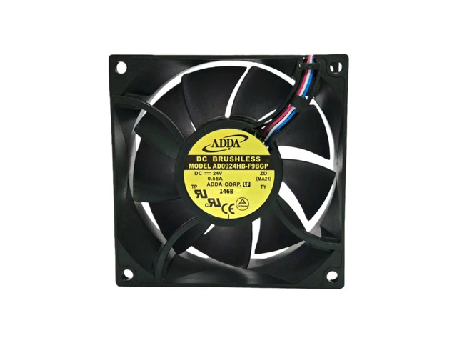 AD0924HB-F9BGP 92x92x38mm DC24V ball bearing cooling fan, IP68 waterproof and dustproof, suitable for industrial applications.