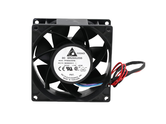 high-speed DC 24V fan for PFB0924DHE, measuring 92mm x 92mm x 38mm, with a current of 1.74A and a speed of 8000RPM, suitable for cooling fans in...
