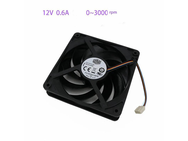 High-speed 120mm x 12cm 12025 computer case cooling fan, models FA12025H12BPM and FA12025E12BPM, dimensions 120x120x25mm, current 0.6A/1.5A, PWM...