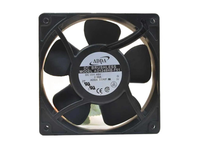 AD1248HB-F51 is a 120mm x 12cm axial cooling fan with a metal frame, suitable for 12038 DC 48V 0.2A applications.