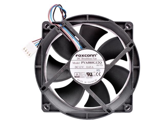 PVA080G12Q 8cm 8025 80mm Fan (80x80x25mm), DC12V 0.65A 4-wire, CPU Cooling Fan for PC Cases.