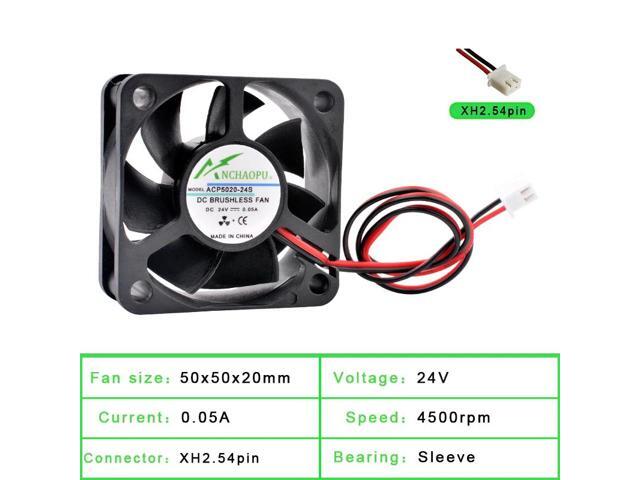 ACP5020 5cm 50mm Fan (50x50x20mm), DC24V, 2-pin sleeve cooling fan, suitable for power supplies, chargers, printers, and inverters.