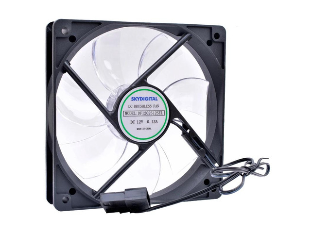 LED white light, 12cm (120x120x25mm), 120mm fan, DC12V 0.13A, ultra-quiet CPU case cooling fan, 2.54mm 2-pin.