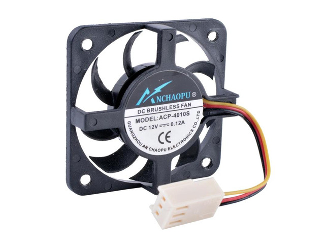 40mm CPU cooler fan, fan 4010 (40x40x10mm), 3-pin 3-wire, 12V, 0.10A.