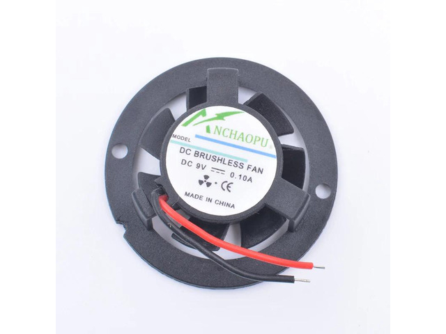LED headlight cooling fan for cars and motorcycles (6V, 9V, 12V), mounting hole 32mm, diameter 35mm.
