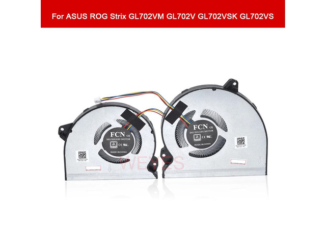 CPU and GPU fan coolers for GL702VM, GL702V, GL702VSK, GL702VS FCN, FJ9U, FJ9T, and DC5V laptops.