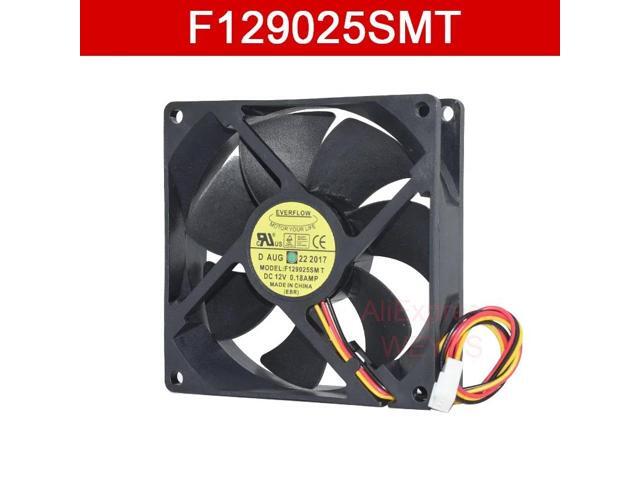 A square server cooling fan for the F129025SMT motherboard, measuring 90x90x25mm, 3-pin, DC12V, 0.18A.