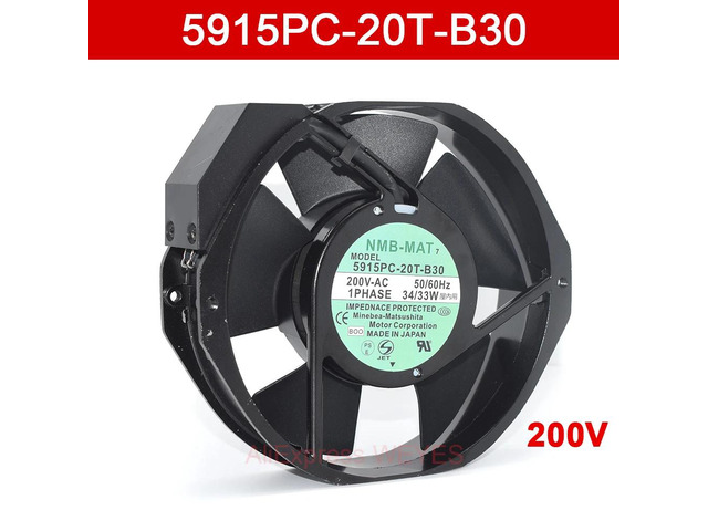 170*150*38MM Aluminum Alloy Frame Cooling Fan 5915PC-20T-B30 200V 34/32W Suitable for Blade-Type Machine Tool Cooling Fan