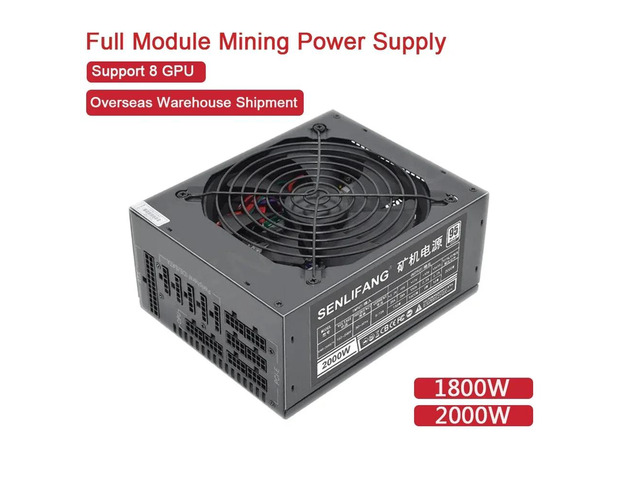 1800W fully modular mining power supply, supports 8 GPUs, Ethereum and other RVN ATX PC power supplies, suitable for Bitcoin mining rigs.